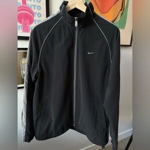 Nike Vintage 2000's Y2K Brushed Nylon Bomber Jacket Shell Full Zip Black Large